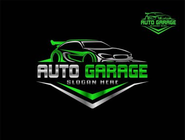 Otomobil garajı premium logo amblemi modern tasarım vektör çizimi Otomotiv endüstrisi için mükemmel logo