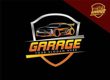 Otomobil garajı premium logo amblemi modern tasarım vektör çizimi Otomotiv endüstrisi için mükemmel logo