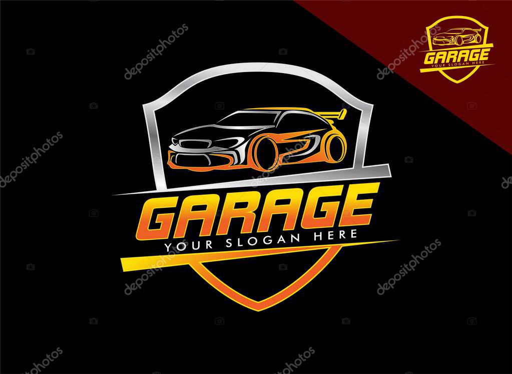 Car garage premium logo emblem template modern design vector illustration Perfect logo for the automotive industry