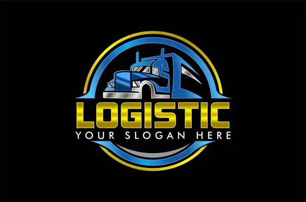 Kamyon lojistik kargo konteynır teslimat logo şablonu