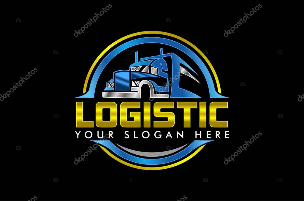 Truck logistics cargo container delivery logo template