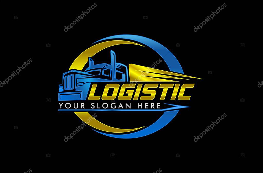 Truck logistics cargo container delivery logo template