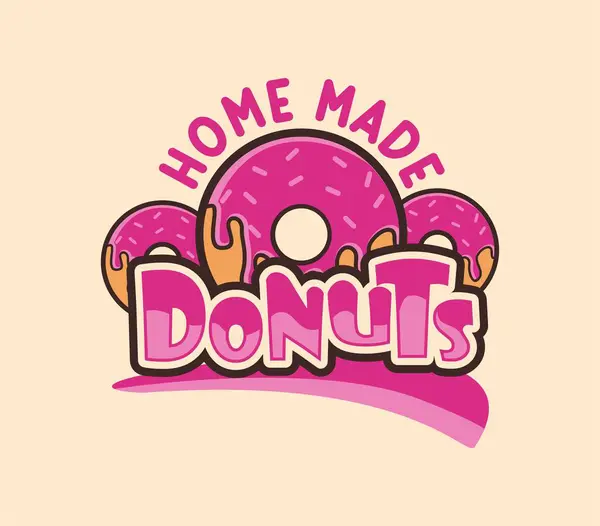 Donut dükkanı logosu vektör illüstrasyonu çilekli pembe çörek