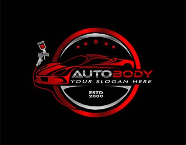 auto body shop vector illustration logo template paint car clipart