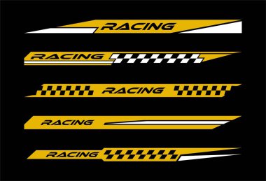 Sport car decal stripes, Car stickers Yellow striping. Isolated on black background clipart