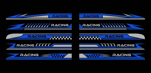 Spor araba çıkartmaları, araba çıkartmaları mavi şeritli. Siyah arkaplanda izole
