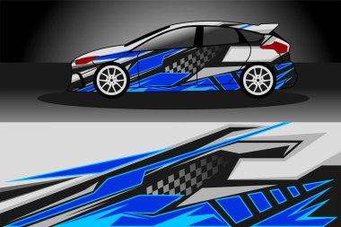 racing car wrap design abstract blue strip for car wrap vinyl sticker and decal clipart