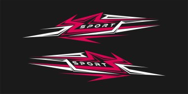 wrap design for car vectors. sports stripes, car stickers pink color. racing decals for tuning clipart