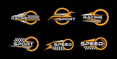 Sport car decal stripes,cut stickers. Car tuning stickers, speed racing stripes.  yellow markings for transport. Isolated on black background clipart