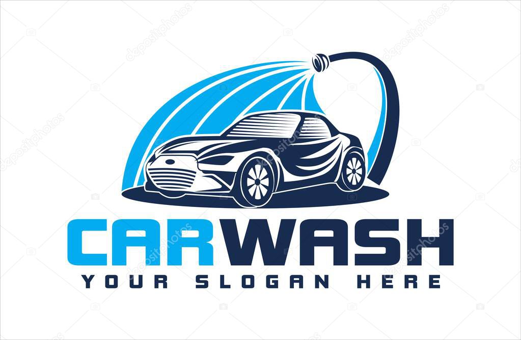 Car wash logo business flat design isolated