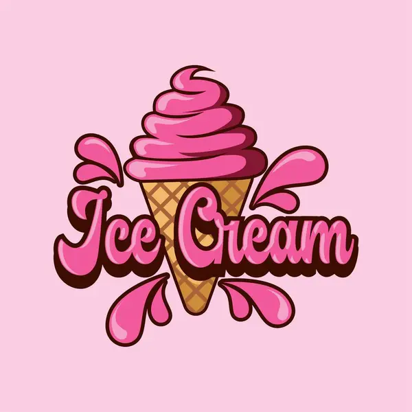 Pembe arka planda dondurma konisi logosu 