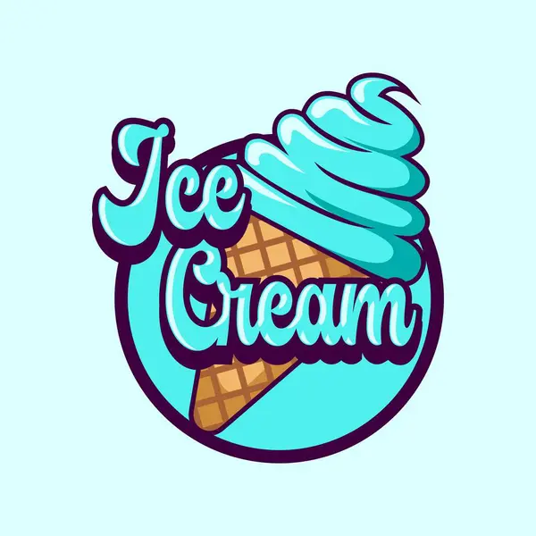 Dondurma külahı logosu mavi arkaplanda 