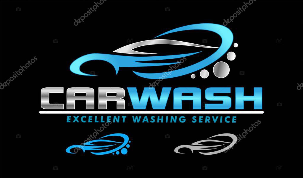 Car wash logo emblem design template. automotive logo isolated on a black background