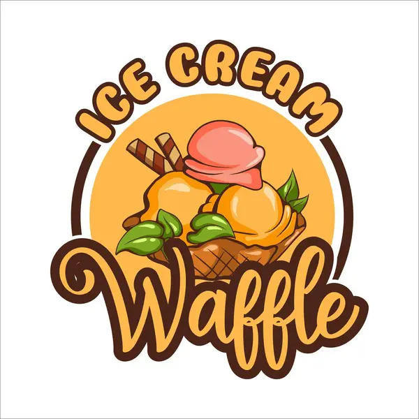 vector illustration of ice cream waffle bowl cartoon hand drawn isolated on a white background