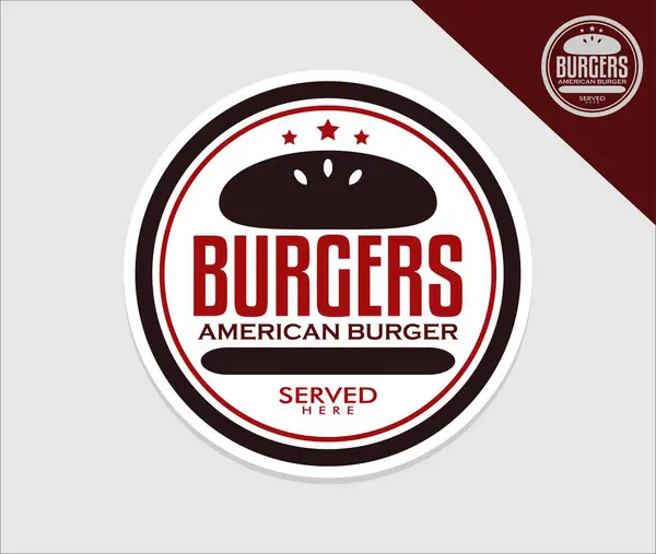 Burger Vintage Stamp Sticker Vector Grilled Food — Stock Vector