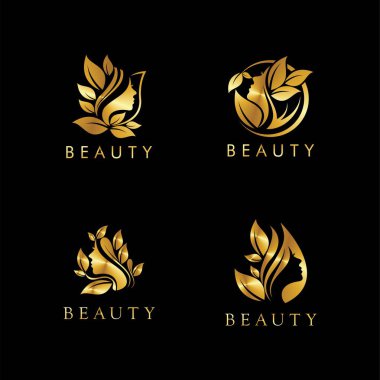 Güzellik salonu logosu kadın silueti yan görünüm vektör çizimi