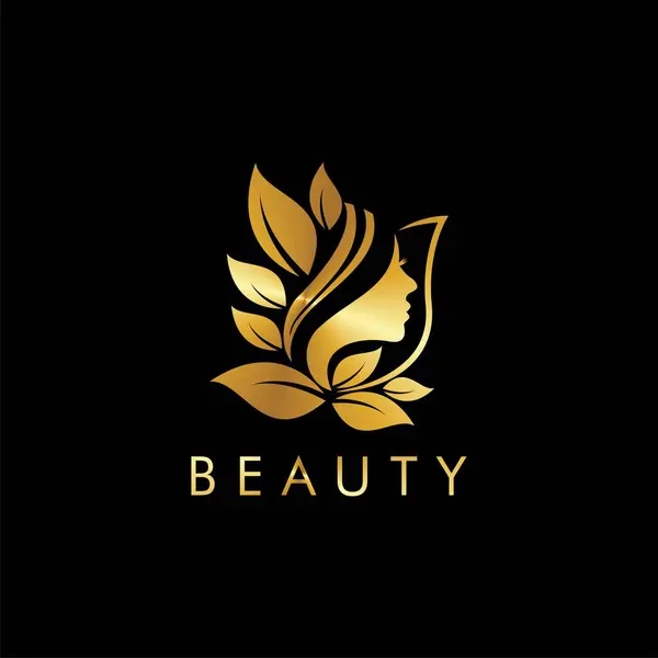 Güzellik salonu logosu kadın silueti yan görünüm vektör çizimi