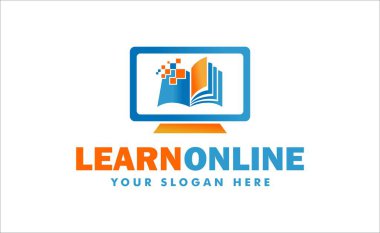 öğrenim çevrimiçi vektör logosu tasarım şablonu kitabı ve eğitim için uygun simge izleme