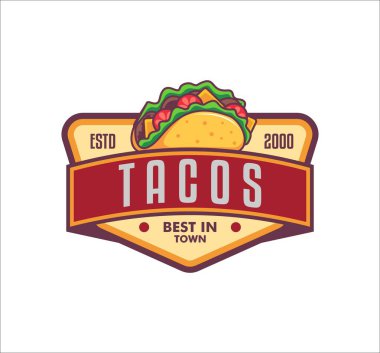 Tacos vektör logo şablonu etiket amblemi