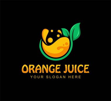 portakal limon suyu taze içecek iş logosu tasarımı vektör çizimi