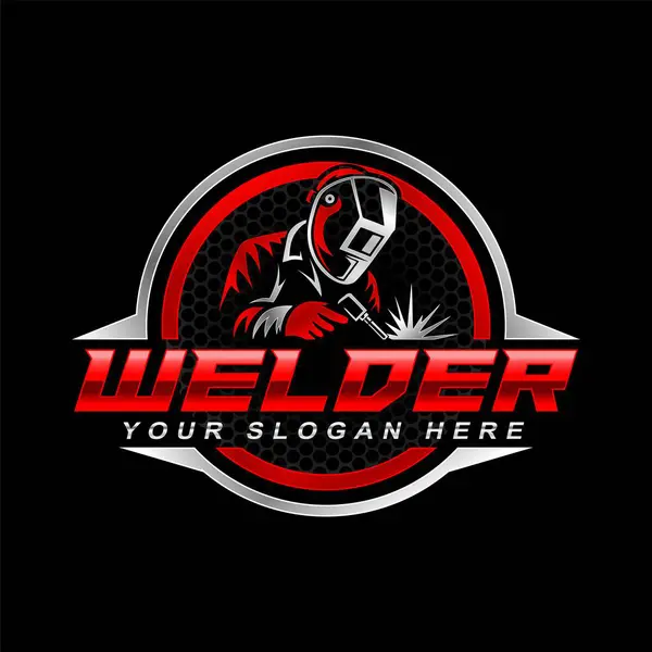 Kaynakçı logo amblemi rozet illüstrasyon vektör tasarım şablonu