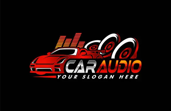 araba ses sistemi logo şablonu siyah arkaplan üzerindeki vektör çizimi