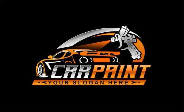 Otomobil boyası logo vektör tasarım şablonu çizimi siyah arkaplanda izole edildi