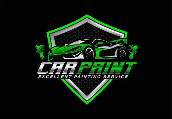 Otomobil boyası logo vektör tasarım şablonu çizimi siyah arkaplanda izole edildi