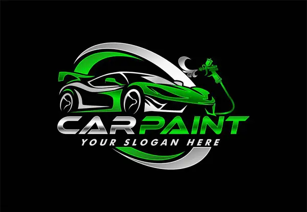 Otomobil boyası logo vektör tasarım şablonu çizimi siyah arkaplanda izole edildi