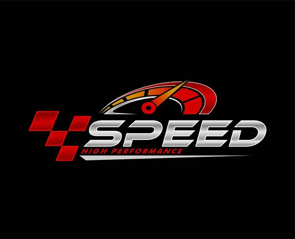 Siyah arkaplanda izole edilmiş hız göstergesi simgesi logo etiketi