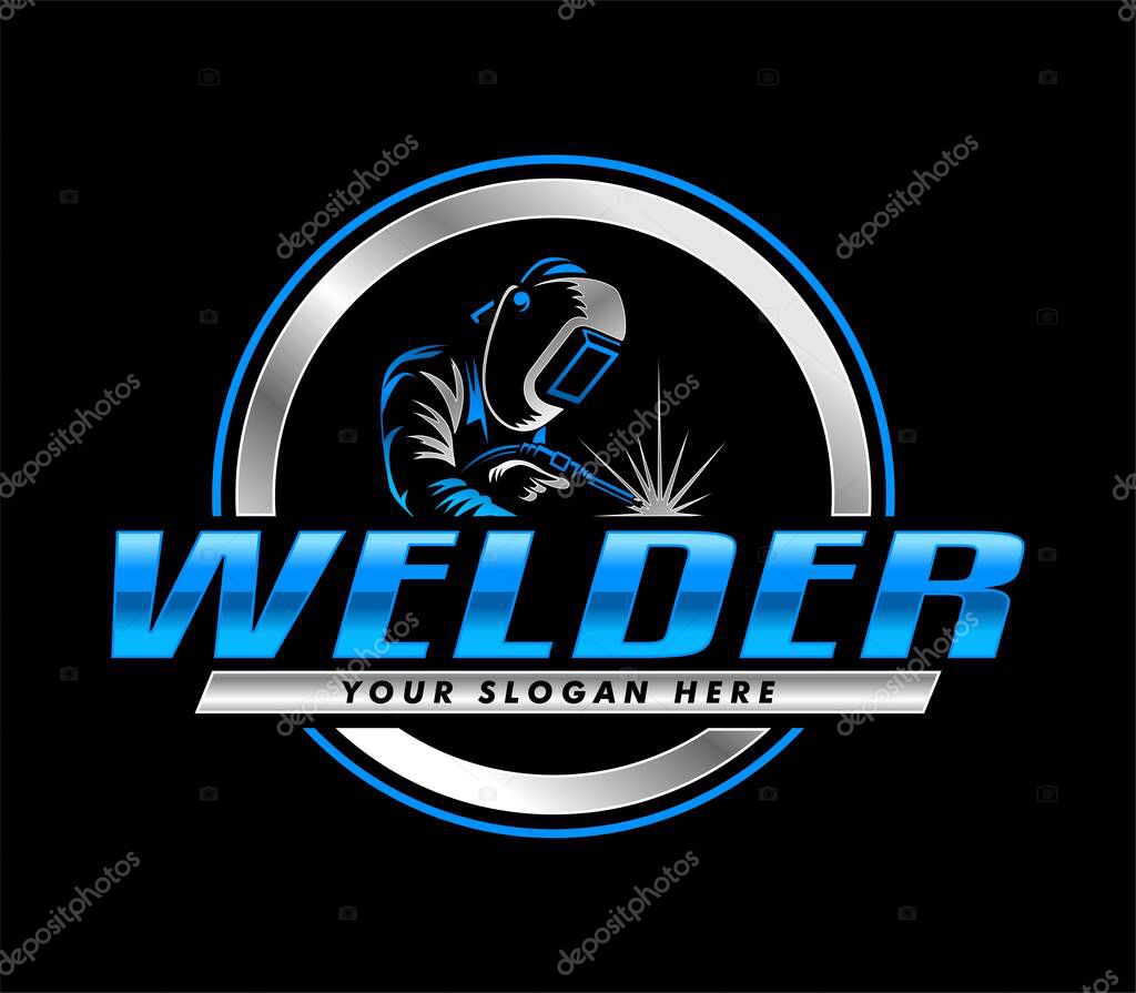 Welding welder logo emblem badge illustration vector design template