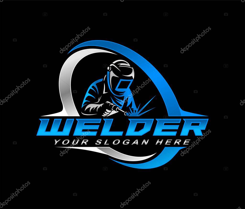 Welding welder logo emblem badge illustration vector design template