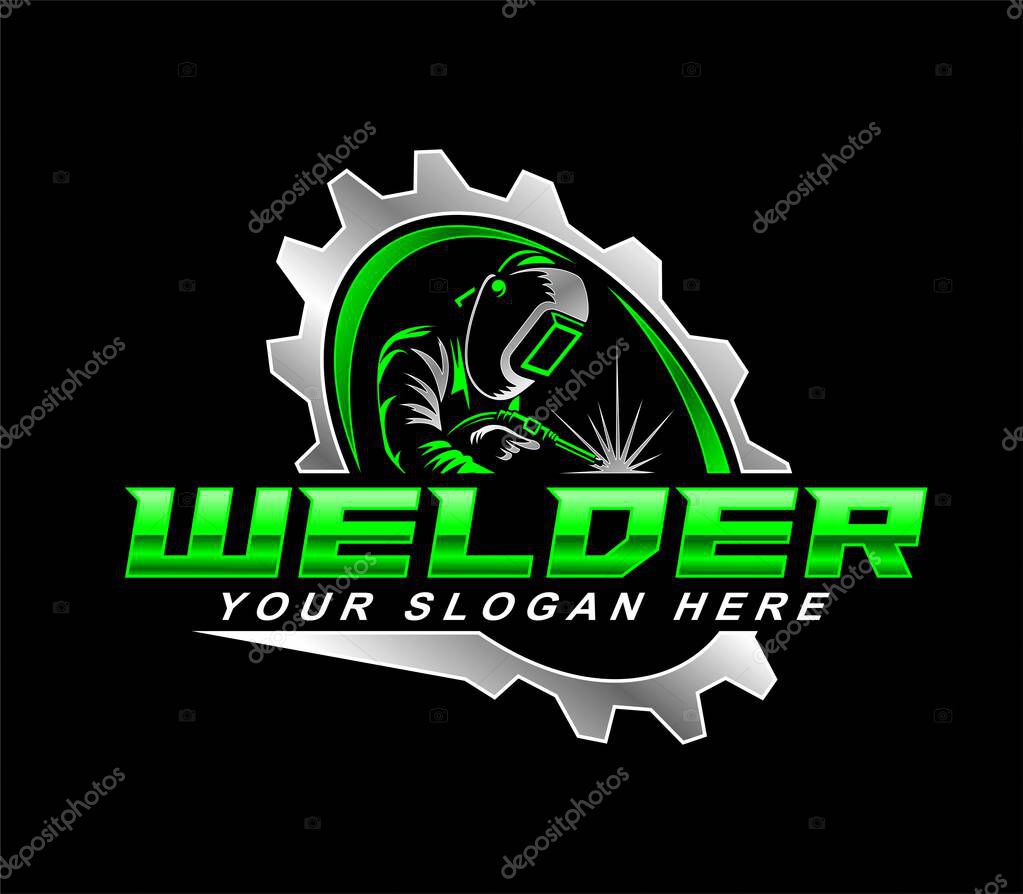 Welding welder logo emblem badge illustration vector design template