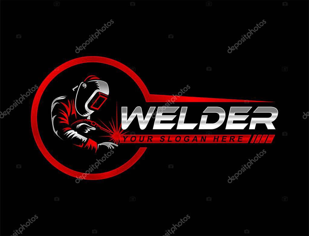 Welding welder logo emblem badge illustration vector design template