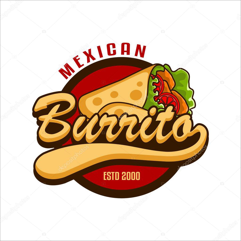 Burrito mexican food logo sticker emblem label template