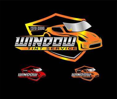 automotive car window tint logo design template modern vector isolated on black background clipart