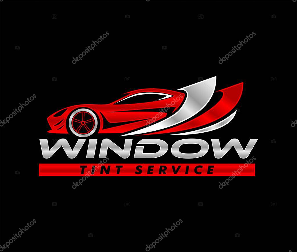 Automotive car window tint logo design template modern vector isolated on black background