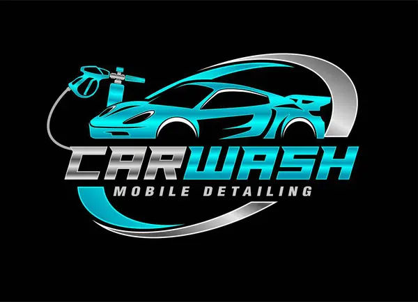 araba yıkama otomobil temizleme vektör logosu otomobil logo logo tasarım şablonu siyah arkaplan modern tasarım izole