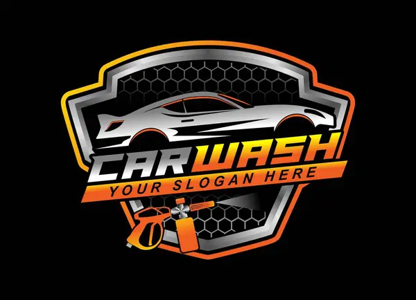 araba yıkama otomobil temizleme vektör logosu otomobil logo logo tasarım şablonu siyah arkaplan modern tasarım izole