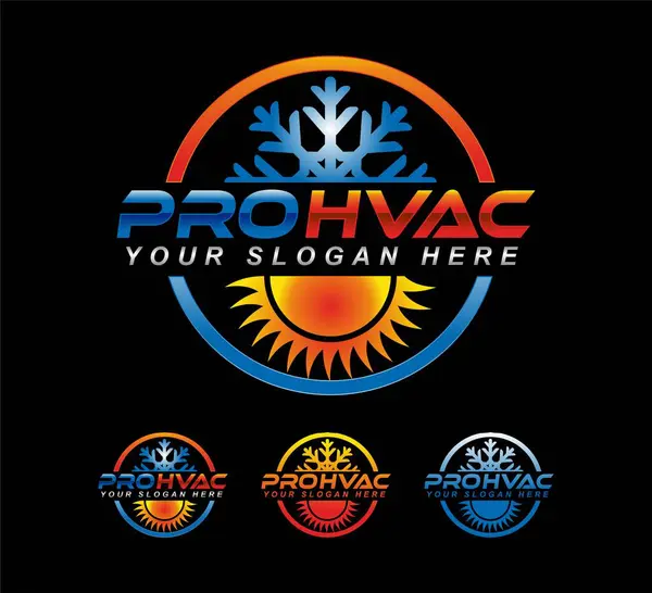 ısıtma ve soğutma hvac illüstrasyon grafik vektör amblemi modern premium tasarım ev servisi şablonu