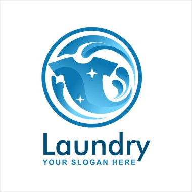 Çamaşırhane logosu amblem tasarım şablonu çamaşır makinesi hızlı ve temiz çamaşır servisi işi 