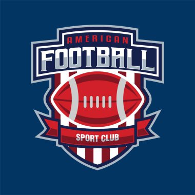 Amerikan futbolu ragbi ligi logosu amblemi klasik şablon turnmanet hayranları vektör illüstrasyon tasarım elementi