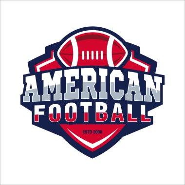 Amerikan futbolu ragbi ligi logosu amblemi klasik şablon turnmanet hayranları vektör illüstrasyon tasarım elementi