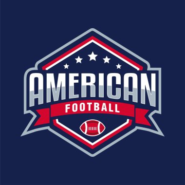 Amerikan futbolu ragbi ligi logosu amblemi klasik şablon turnmanet hayranları vektör illüstrasyon tasarım elementi