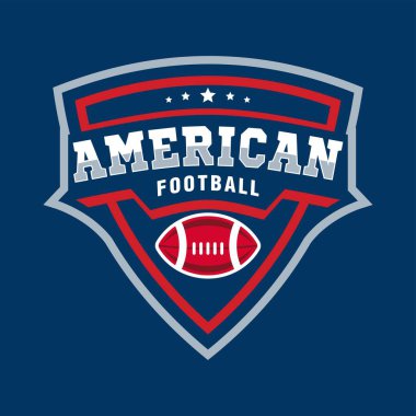Amerikan futbolu ragbi ligi logosu amblemi klasik şablon turnmanet hayranları vektör illüstrasyon tasarım elementi
