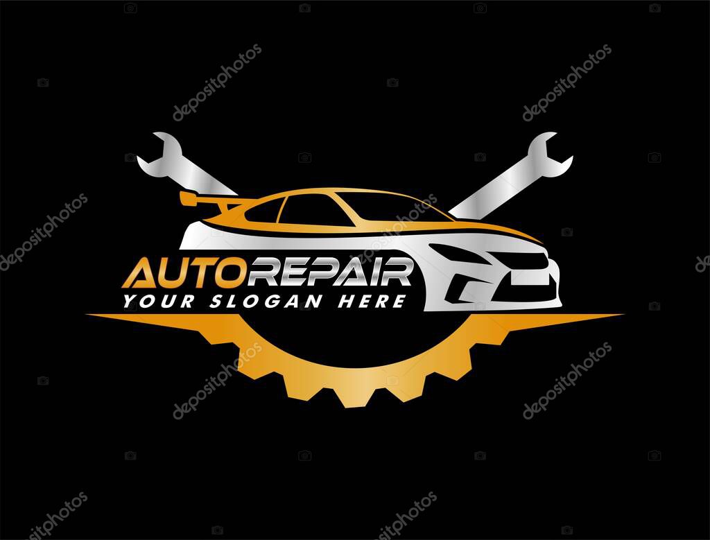 Car repair logo template. Car repairing vector design. service logo, badge, emblem, template. Perfect logo for the automotive and repair industry Automobile and gear logotype