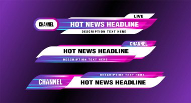 Televizyon ve Video yayınları için haber başlığı haber çubuğu tasarım şablonunun üçüncü alt vektörü