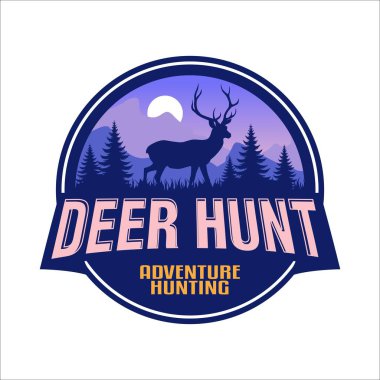 Geyik avcısı logo vektör çizimi kulüp avcılığı etkinliği için klasik amblem tasarımı