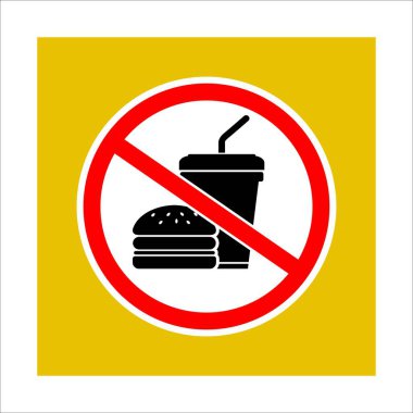 Dışarıda yiyecek ve içecek yasak. Sembol levhası yasak.