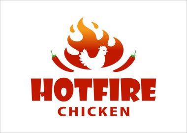 Kızarmış tavuk amblemi rozet vektörü Ateş Tavuğu fast food ikonu